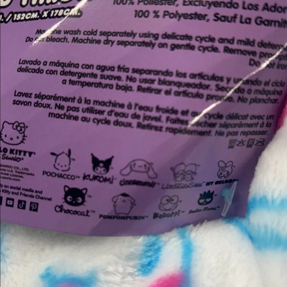 Hello Kitty and friends Pink and Blue Cloud Throw 60x70”cozy soft blanket